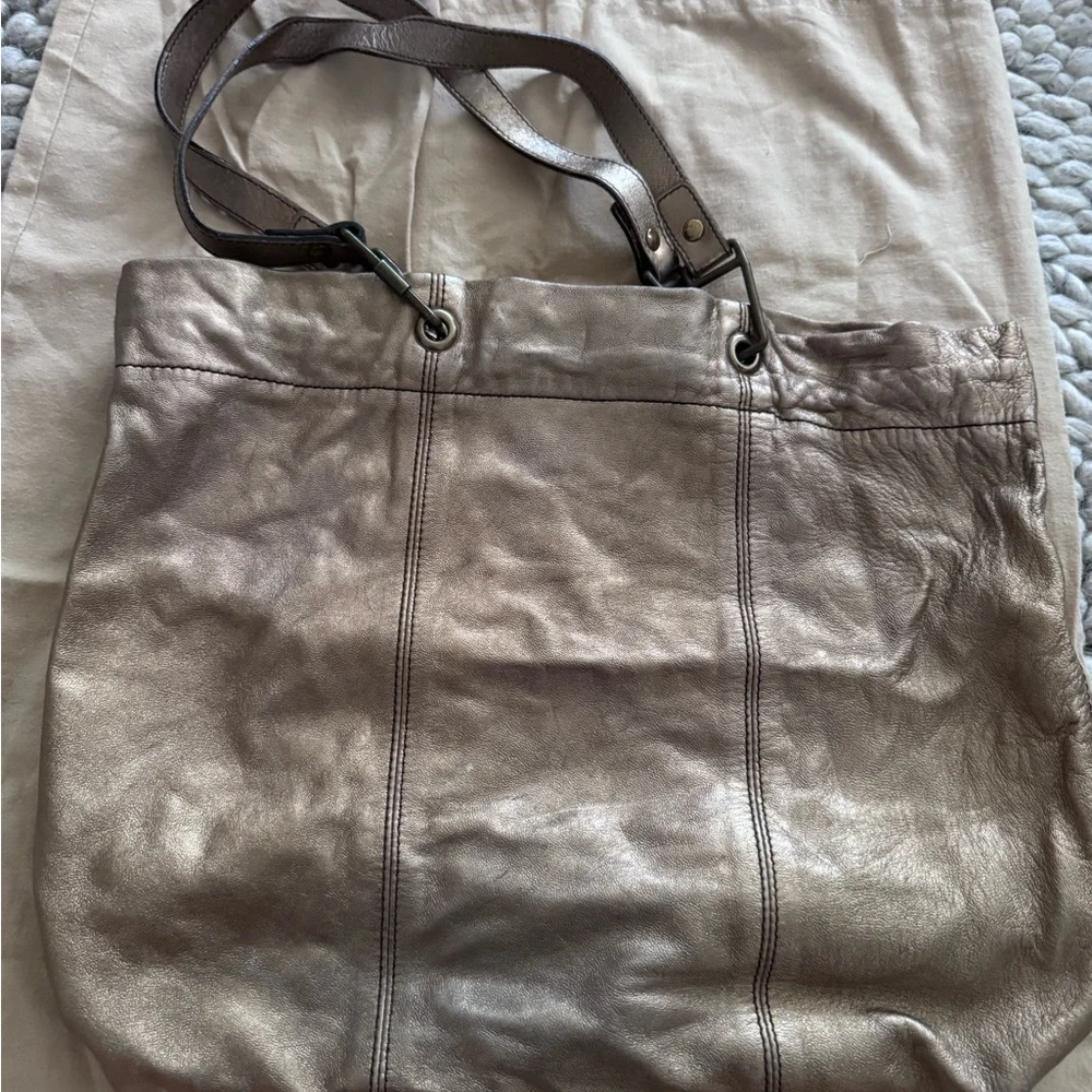 Burberry Metallic Bronze Leather Tote Bag